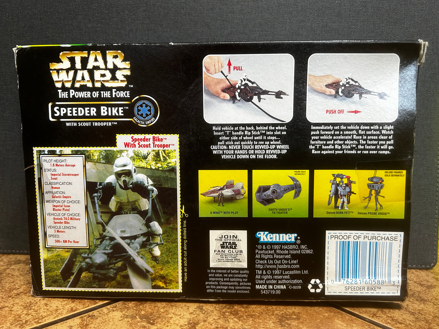 Star Wars The Power of the Force Stormtrooper Speeder Bike Power Racing #60588
