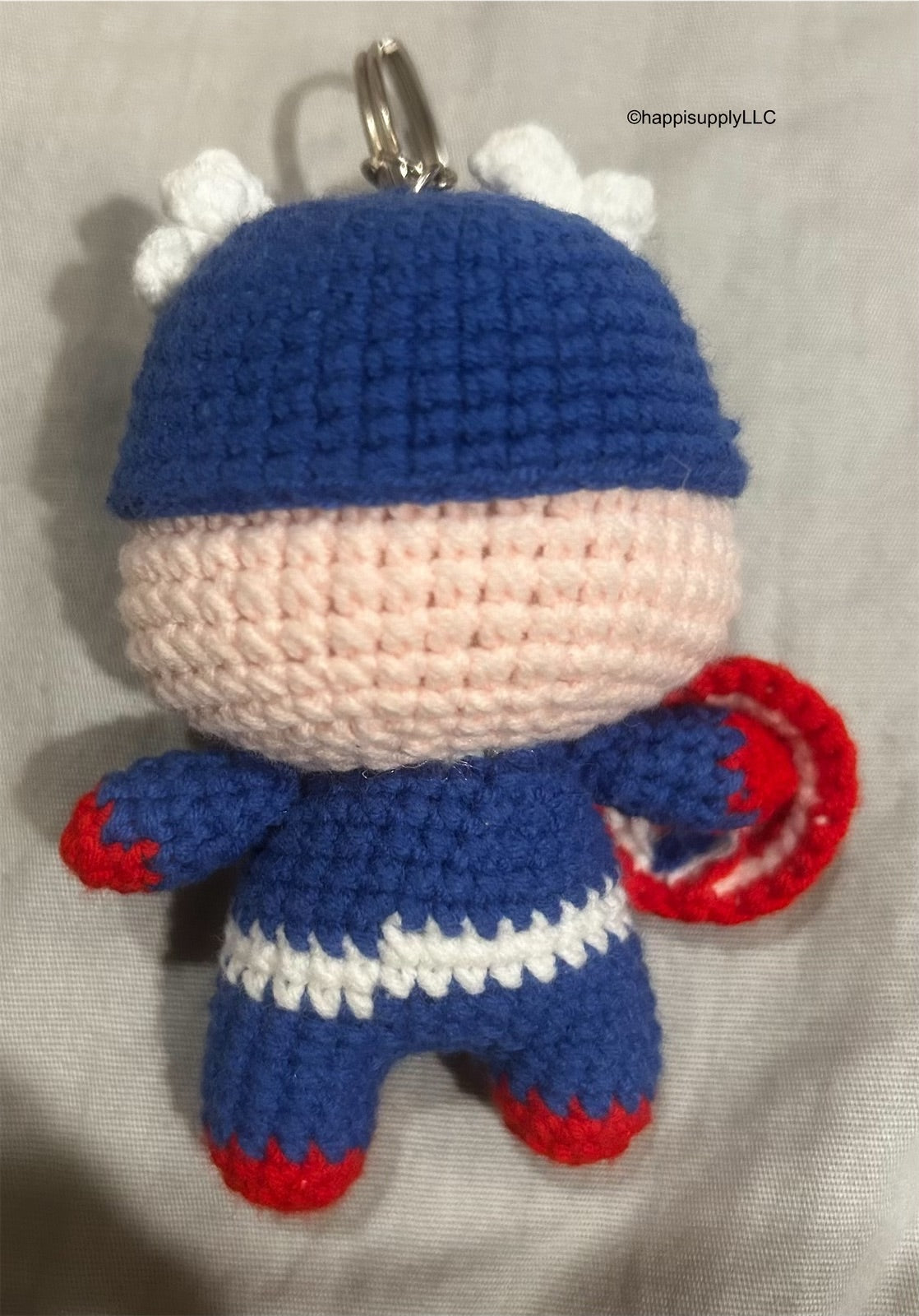 Crochet Handmade Amigurumi Marvel Keychain: Captain America