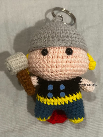 Crochet Handmade Amigurumi Marvel Keychain: Thor