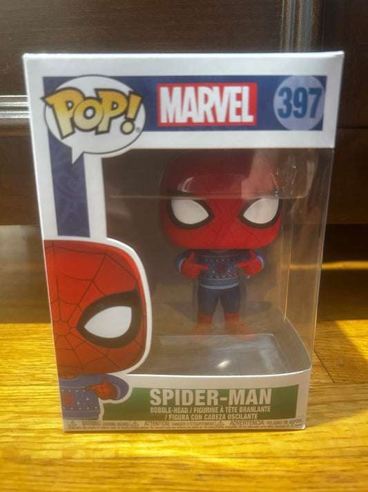 Funko Pop Marvel Spider-Man in Ugly Holiday Sweater #397