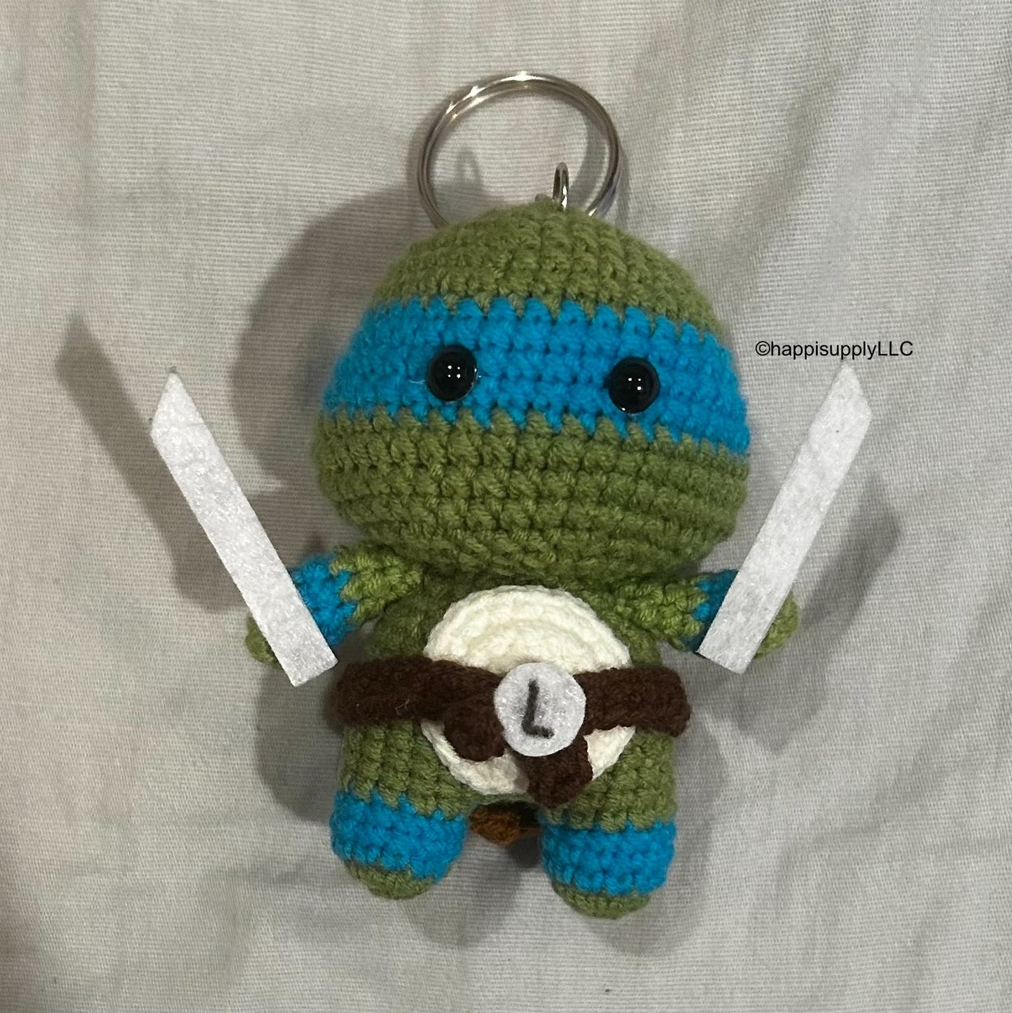 Crochet Handmade Amigurumi TMNT Keychain: Leonardo