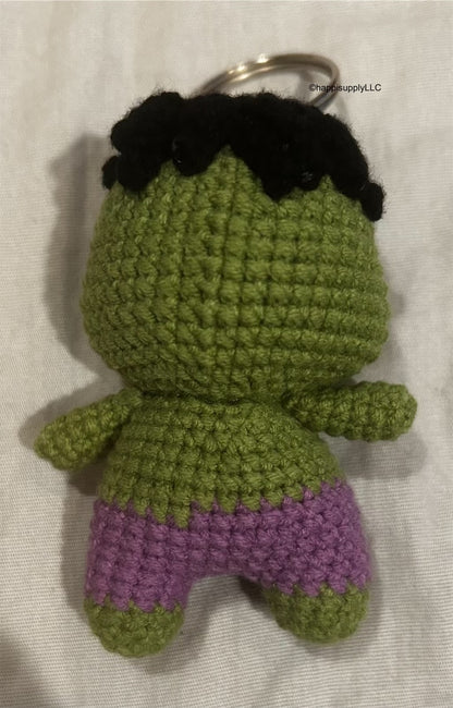 Crochet Handmade Amigurumi Marvel Keychain: The Hulk