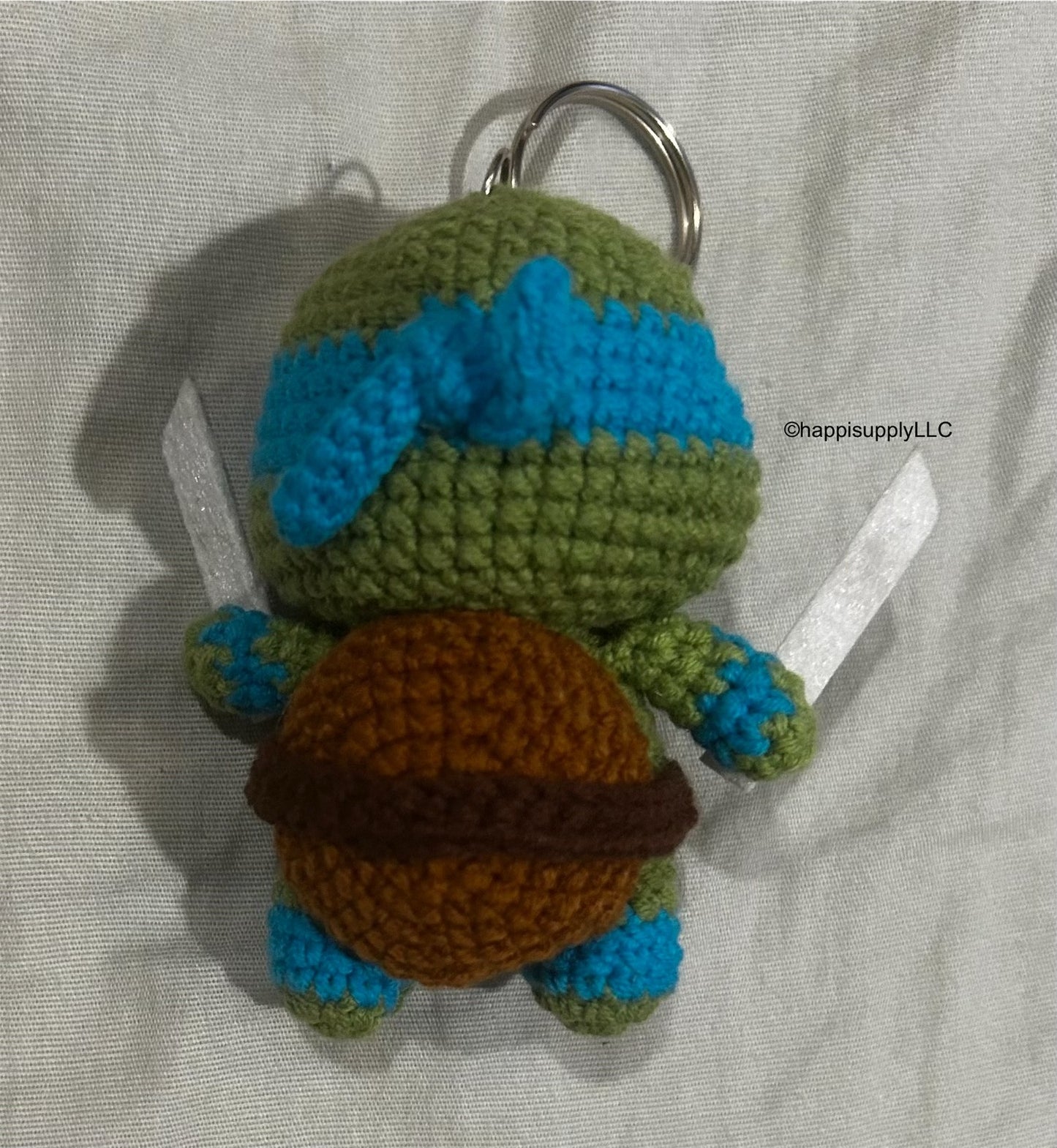 Crochet Handmade Amigurumi TMNT Keychain: Leonardo