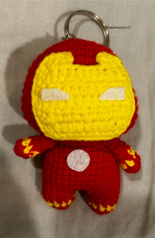 Crochet Handmade Amigurumi Marvel Keychain: Iron Man