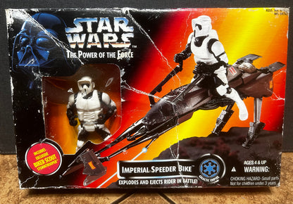 Star Wars The Power of the Force Imperial Speeder Bike Explodes and Ejects Rider