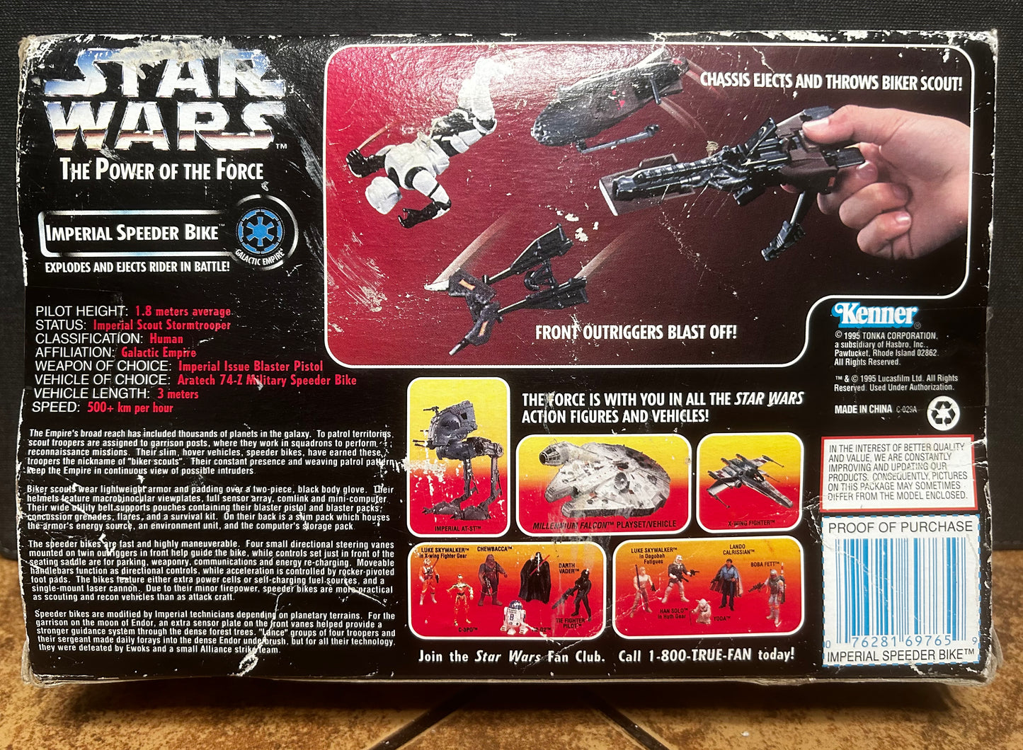 Star Wars The Power of the Force Imperial Speeder Bike Explodes and Ejects Rider