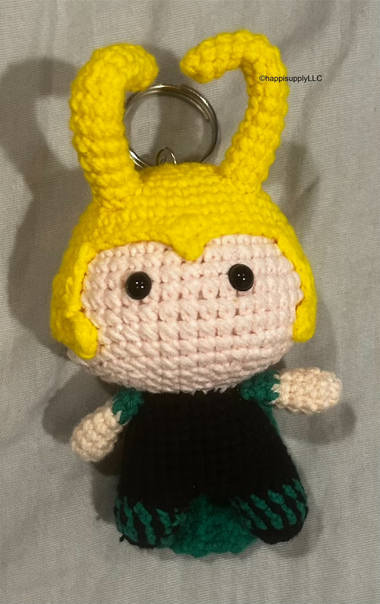 Crochet Handmade Amigurumi Marvel Keychain: Loki