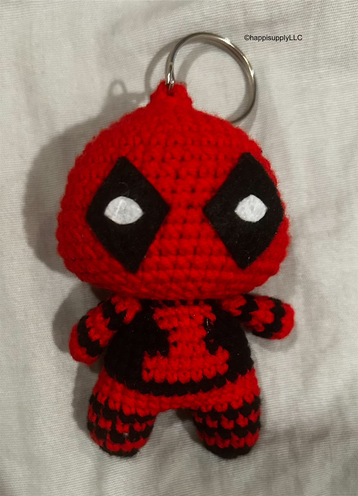 Crochet Handmade Amigurumi Marvel Keychain: Deadpool