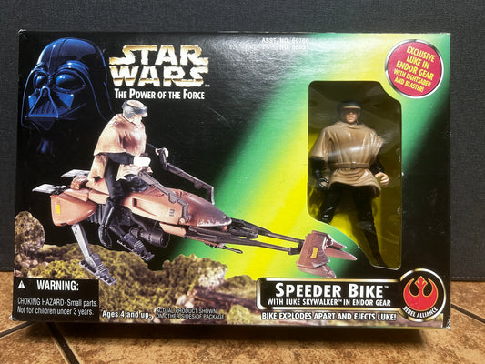 Star Wars Power Of The Force Speeder Bike Luke Skywalker Endor Gear Kenner Toys