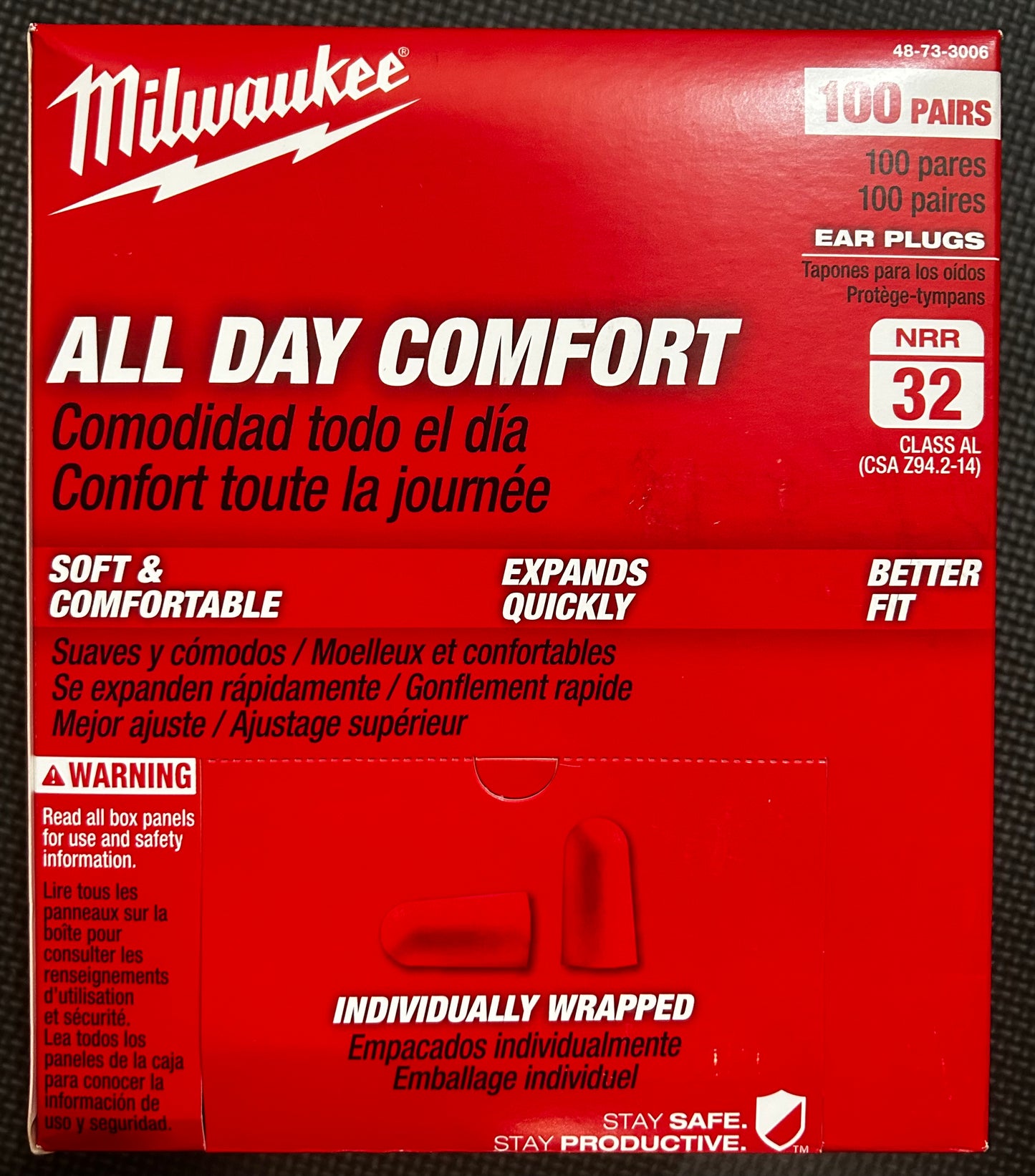 Milwaukee All Day Comfort Ear Plugs 100 Pairs