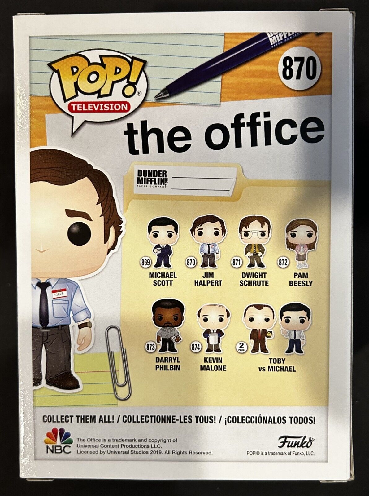 Funko Pop Television The Office Jim Halpert Chase Book on Face #870